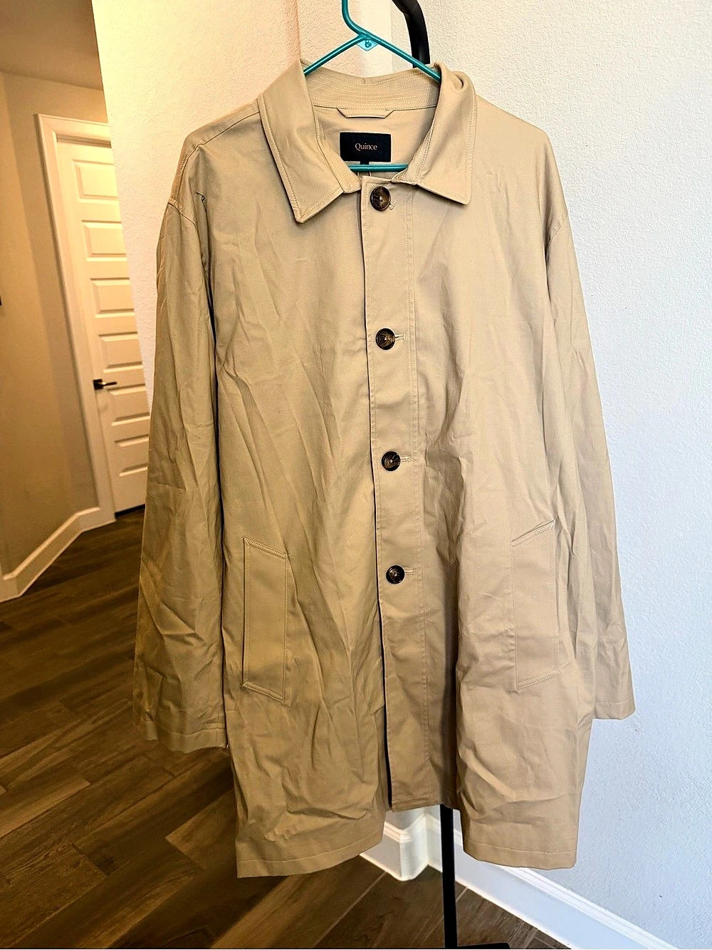 Quince Comfort Stretch Trench Coat in Light Khaki Beige XL NWT